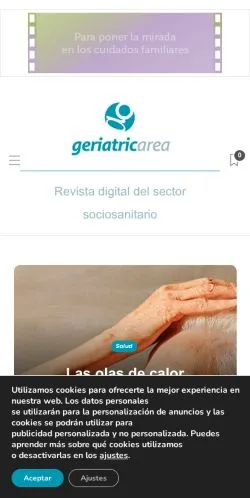 Forhåndsvisning av nettstedet Geriatricarea, medium fra Spania for sponsede artikler
