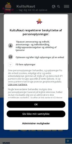 Podgląd witryny KultuNaut, medium z kraju Dania do artykułów sponsorowanych