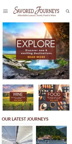 Anteprima del sito Savored Journeys, media di Stati Uniti per articoli sponsorizzati