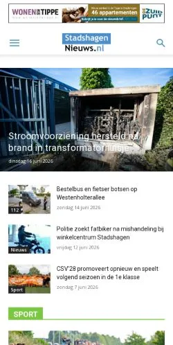 Anteprima del sito StadshagenNieuws, media di Paesi Bassi per articoli sponsorizzati