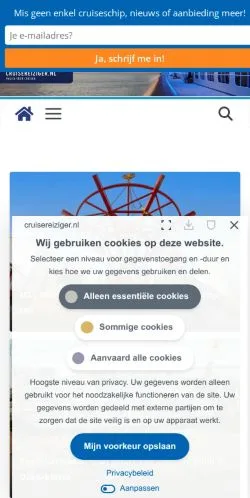 Pré-visualização do site Cruisereiziger, meio de Países Baixos para artigos patrocinados