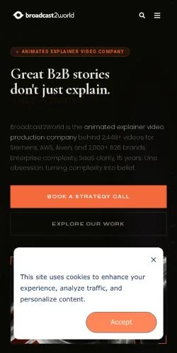 Preview of the Broadcast2World website, a media outlet in United States for sponsored articles