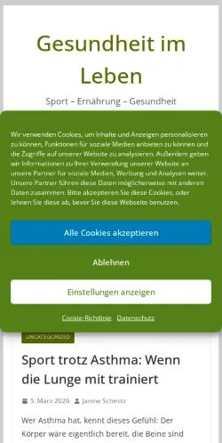 Podgląd witryny Gesundheit Im Leben, medium z kraju Niemcy do artykułów sponsorowanych
