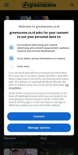 Anteprima del sito Greenscene, media di Stati Uniti per articoli sponsorizzati