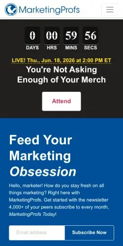 스폰서 기사용 미국 매체 MarketingProfs 사이트 미리보기