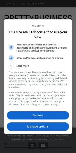 Anteprima del sito Prettybusiness, media di Paesi Bassi per articoli sponsorizzati