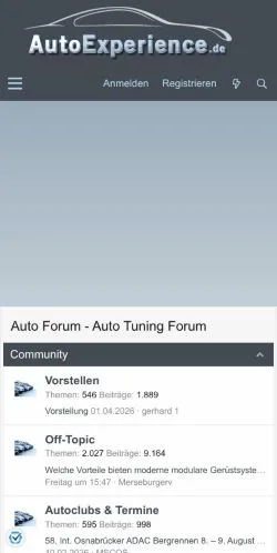 Sponsorlu makaleler için Almanya medyası AutoExperience Forum sitesinin önizlemesi