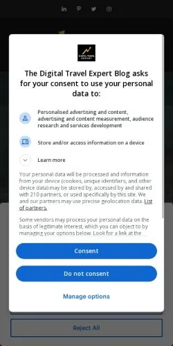 Anteprima del sito Digital Travel Expert, media di Stati Uniti per articoli sponsorizzati