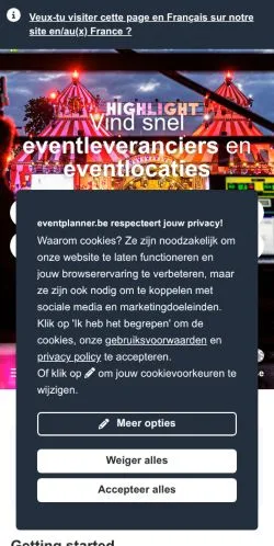 Voorbeeld van de site Eventplanner, medium uit België voor gesponsorde artikelen