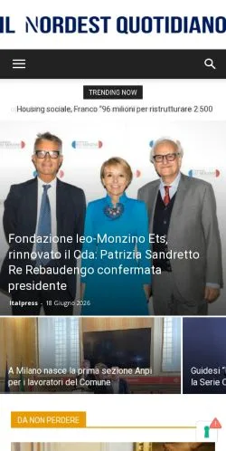Pré-visualização do site Il NordEst Quotidiano, meio de Itália para artigos patrocinados