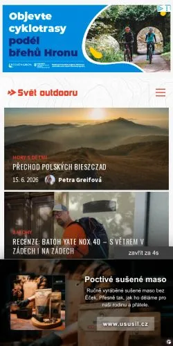Podgląd witryny SvětOutdooru, medium z kraju Czechy do artykułów sponsorowanych