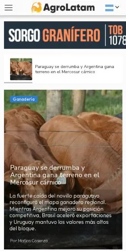 스폰서 기사용 스페인 매체 Agrolatam 사이트 미리보기