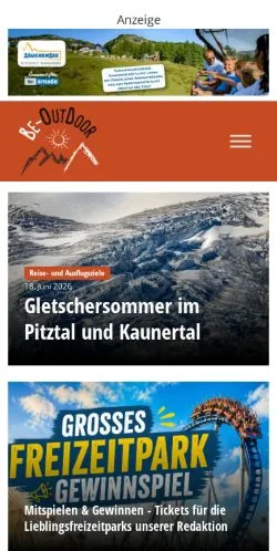 スポンサード記事向けのドイツメディア、Be Outdoorのサイトプレビュー