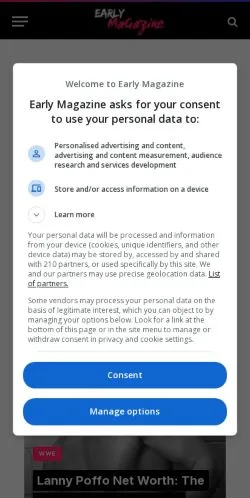 Anteprima del sito EarlyMagazine UK, media di Regno Unito per articoli sponsorizzati