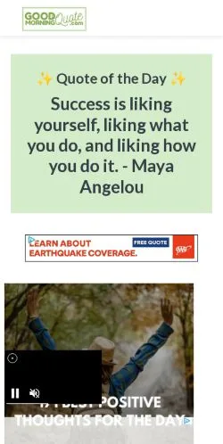 Anteprima del sito Good Morning Quotes, media di Stati Uniti per articoli sponsorizzati