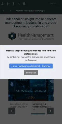 Podgląd witryny Healthcare Management, medium z kraju Stany Zjednoczone do artykułów sponsorowanych