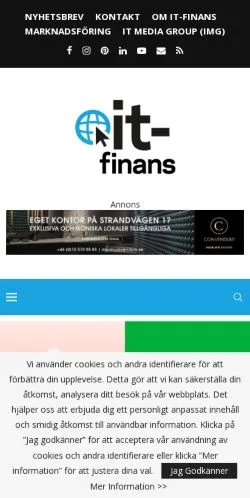 Podgląd witryny IT-Finans, medium z kraju Szwecja do artykułów sponsorowanych