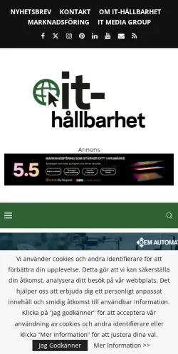 Anteprima del sito IT-Hållbarhet, media di Svezia per articoli sponsorizzati