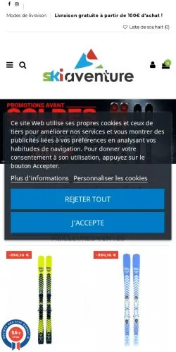 Preview of the Ski Aventure website, a media outlet in France for sponsored articles