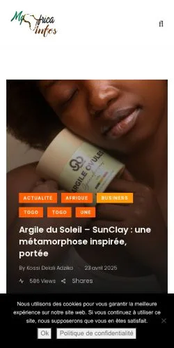 스폰서 기사용 프랑스 매체 Myafricainfos 사이트 미리보기
