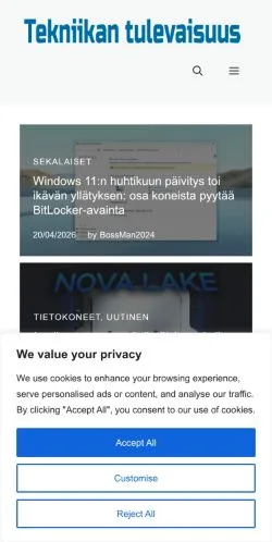 스폰서 기사용 핀란드 매체 Digijuorut- Tekniikan tulevaisuus 사이트 미리보기