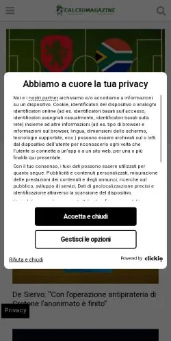 Anteprima del sito Calcio Magazine, media di Italia per articoli sponsorizzati