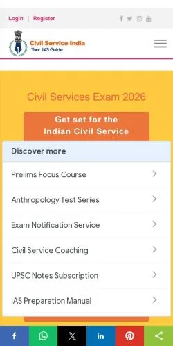 Vista previa del sitio Civil Service India, medio de Estados Unidos para artículos patrocinados