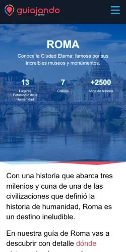 스폰서 기사용 스페인 매체 Roma Guía de Viajes 사이트 미리보기