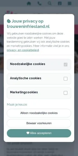 Podgląd witryny Trouwen In Friesland, medium z kraju Holandia do artykułów sponsorowanych