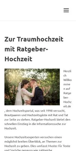 Anteprima del sito Ratgeber Hochzeit, media di Germania per articoli sponsorizzati