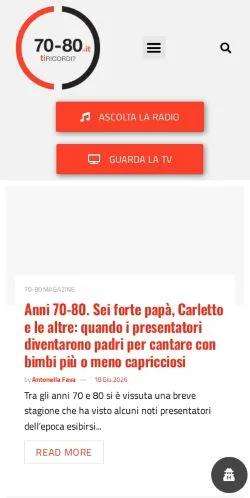Aperçu du site 70-80, média de Italie pour articles sponsorisés