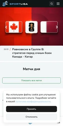 Podgląd witryny Спортлига, medium z kraju Rosja do artykułów sponsorowanych