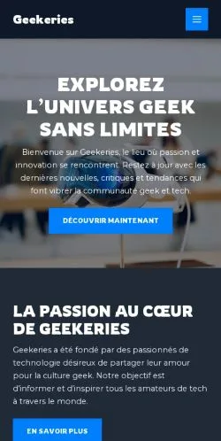 Forhåndsvisning av nettstedet Geekeries, medium fra Frankrike for sponsede artikler