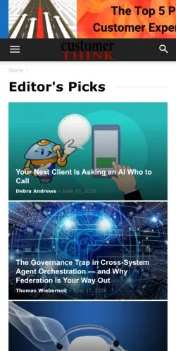 Forhåndsvisning av nettstedet CustomerThink, medium fra USA for sponsede artikler