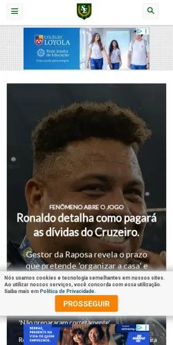 Vista previa del sitio Superesportes, medio de Brasil para artículos patrocinados
