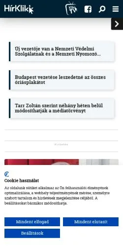 Anteprima del sito Hírklikk, media di Ungheria per articoli sponsorizzati