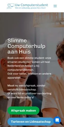 Sponsorlu makaleler için Hollanda medyası Uw Computerstudent sitesinin önizlemesi
