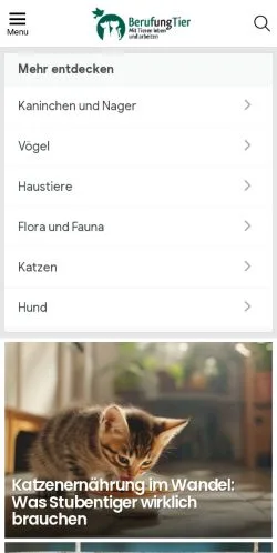 Preview of the BerufungTier Tierblog website, a media outlet in Germany for sponsored articles