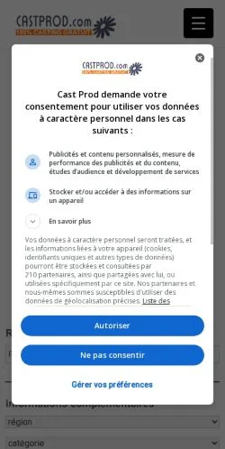 Forhåndsvisning av nettstedet CastProd, medium fra Frankrike for sponsede artikler