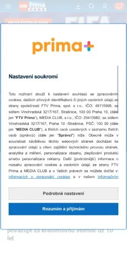 Podgląd witryny CNN Prima NEWS, medium z kraju Czechy do artykułów sponsorowanych