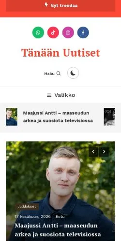 Anteprima del sito tänäänuutiset, media di Finlandia per articoli sponsorizzati