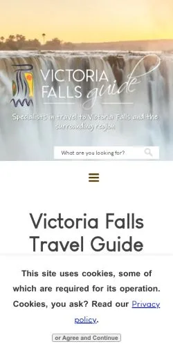Anteprima del sito Victoria Falls Travel Guide, media di Stati Uniti per articoli sponsorizzati