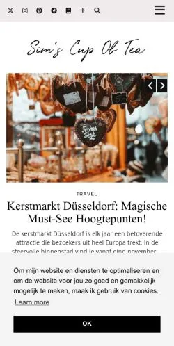 Forhåndsvisning av nettstedet Sim's Cup Of Tea, medium fra Nederland for sponsede artikler