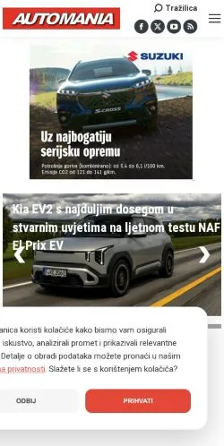 Anteprima del sito Automania.hr, media di Croazia per articoli sponsorizzati