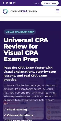 Forhåndsvisning av nettstedet Universal CPA Review, medium fra USA for sponsede artikler
