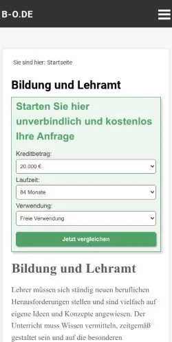 Förhandsvisning av webbplatsen B-O, medium i Tyskland för sponsrade artiklar