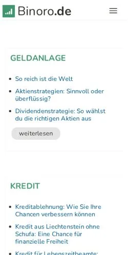 Voorbeeld van de site Binoro Wirtschaftsmagazin, medium uit Duitsland voor gesponsorde artikelen