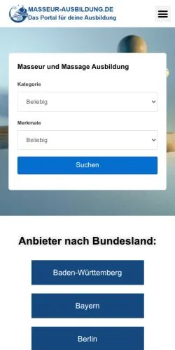 Anteprima del sito Masseur Ausbildung, media di Germania per articoli sponsorizzati