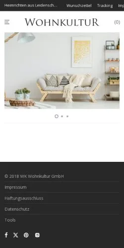 Podgląd witryny Wohnkultur, medium z kraju Niemcy do artykułów sponsorowanych