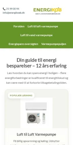 Anteprima del sito Energikøb, media di Danimarca per articoli sponsorizzati